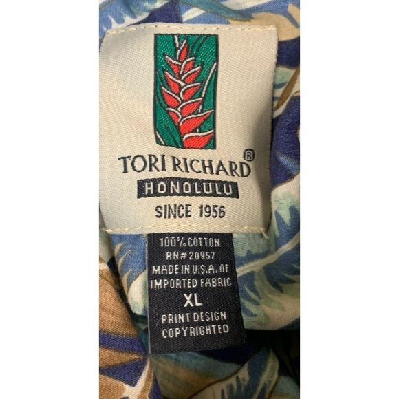 Tori Richard Men Hawaiian Shirt Size XL Extra Large Multicolor Leaf Short Sleeve - Picture 7 of 8